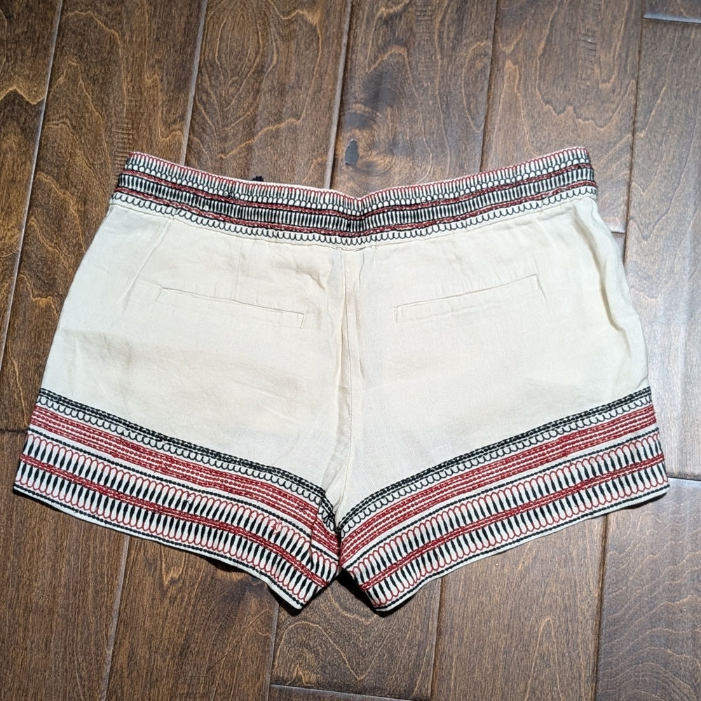 LOFT High Waist Shorts - Cream with Red and Black Details - Picture 3 of 7